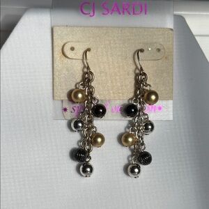 Vintage CJ Sardi Multi-Metals Dangle Drop Earrings